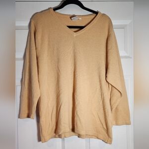 Suzanne Somers Loungewear Collection Soft Tan Acrylic Top L